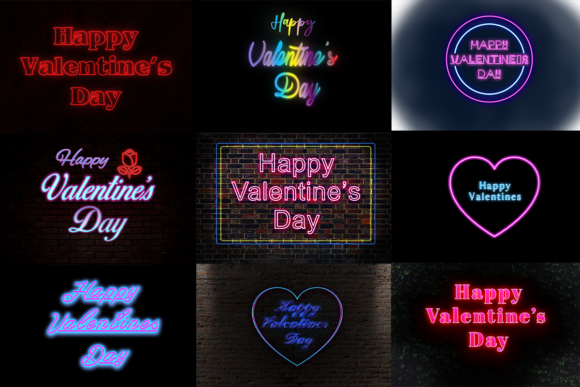 Download Valentines Day Text Neon Glow Effect - Glow effect Collection