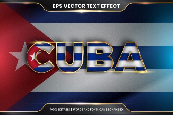 Download Editable Text Effect - Cuba with Flag - Editable text effect Collection